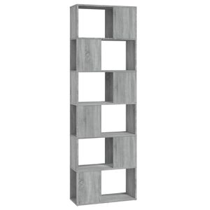 vidaXL grāmatu plaukts, pelēka ozolkoka krāsa, 60x24x186 cm