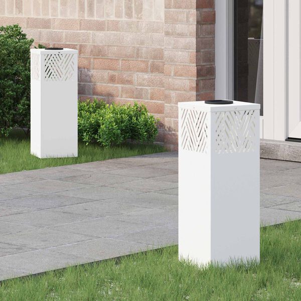 vidaXL Saules LED ceļa gaisma 2 pcs Balts Auksti velmēts tērauds