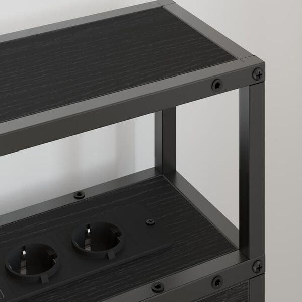 vidaXL Uzglabā&scaron;anas galvas balsts Melns ozols 90 cm Inženierijas koks