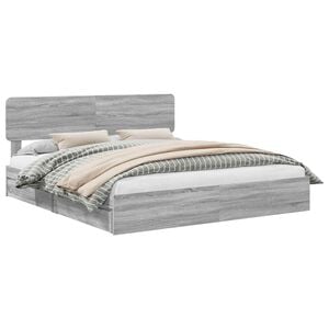 vidaXL Glabā&scaron;anas gulta Pelēks Sonoma 200 x 200 cm Inženierijas koks
