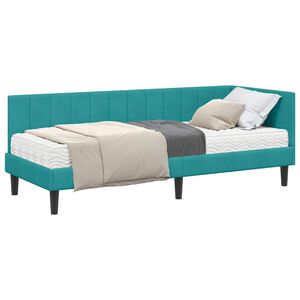 vidaXL Stūra gultas rāmis ar matrači 2 gab. Tirkīzzila 80 x 200 cm