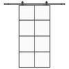 vidaXL bīdāmās durvis ar furnitūru komplektu, melnas, 102,5x205 cm, ESG stikls