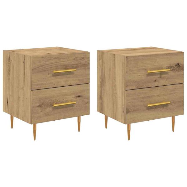 vidaXL Nakts skapītis 2 pcs Artisānā ozols 40 x 35 x 47,5 cm