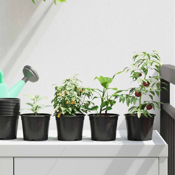 vidaXL Ziedu pods 100 pcs Melna &Oslash; 15 x 12.5 cm Plastmasa