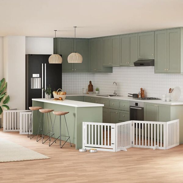 vidaXL suņu vārti ar durvīm, salokāmi, 10 paneļi, 800 cm, papeles koks