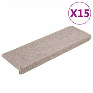 vidaXL kāpņu paklājiņi, 15 gab., 65x21x4 cm, pelēkbrūni, taisnstūrveida mala