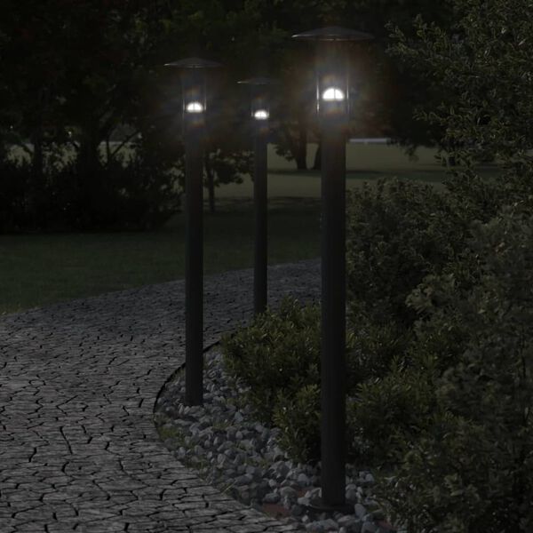 vidaXL āra zemes lampa, melnas, 100 cm, nerūsējo&scaron;s tērauds