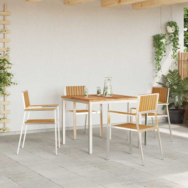 vidaXL Āra ēdamistabas komplekts 5 pcs Brūna Ciets tek&scaron;a koks