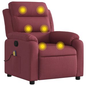 vidaXL masāžas krēsls, atgāžams, vīnsarkans audums
