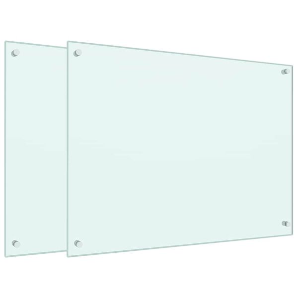 vidaXL virtuves sienas paneļi, 2 gab., 80x60 cm, rūdīts stikls, balts