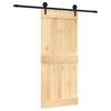 vidaXL Slīdo&scaron;ās durvis Dabiska un melna 90 x 210 cm Cieta priedes koks