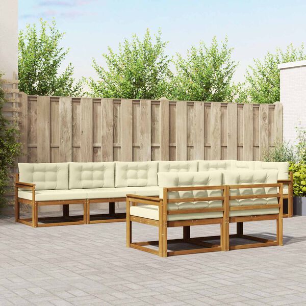 vidaXL Āra dīvānu komplekts ar spilvenu 8 pcs Dabisks un krējuma