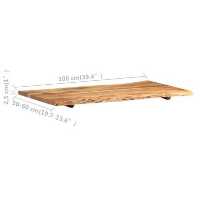 vidaXL galda virsma, akācijas masīvkoks, 100x(50-60)x2,5 cm