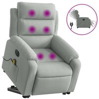 vidaXL elektrisks masāžas krēsls paceļams/atgāžams, gaiši pelēks samts