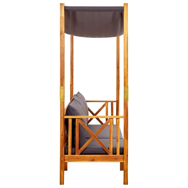 vidaXL dārza sols ar jumtiņu un kāju balstiem, akācijas masīvkoks