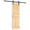 vidaXL Slīdo&scaron;ās durvis Dabiska un melna 70 x 210 cm Cieta priedes koks