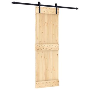 vidaXL Slīdo&scaron;ās durvis Dabiska un melna 70 x 210 cm Cieta priedes koks