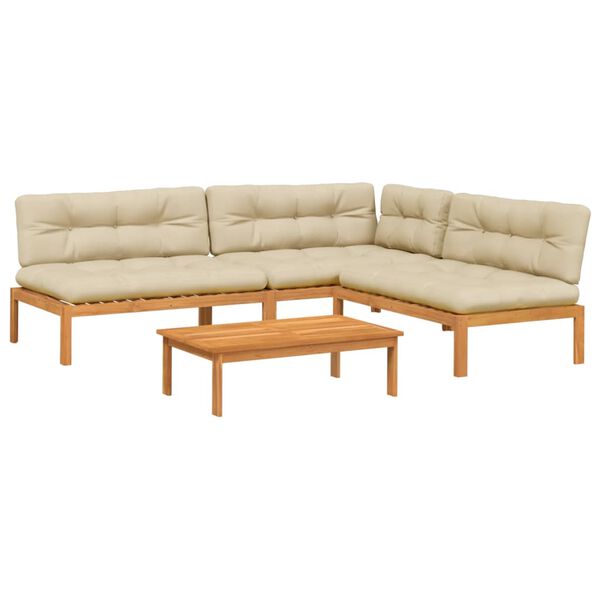 vidaXL 4-daļīgs dārza pale&scaron;u dīvāna komplekts ar matračiem, akācija