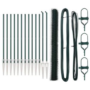 vidaXL Se&scaron;stūra žogs ar stabu 25 x 1,6 m PVC pārklāts tērauds Zaļa