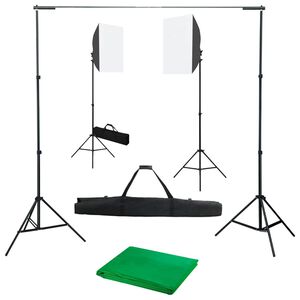 vidaXL fotostudijas komplekts &ndash; gaismas izkliedētāji un fons