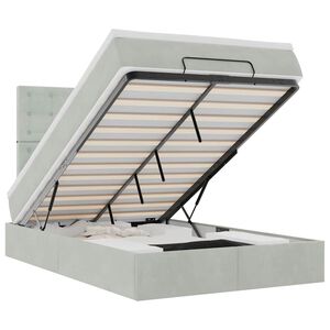 vidaXL Osmaņu gultas rāmis ar matračiem gai&scaron;i pelēks 120x200 cm samts