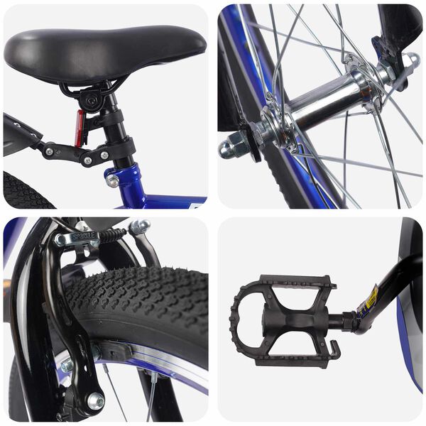 vidaXL Bērnu Velosipēds 18 Collas 5-7 gadiem Tum&scaron;i zils