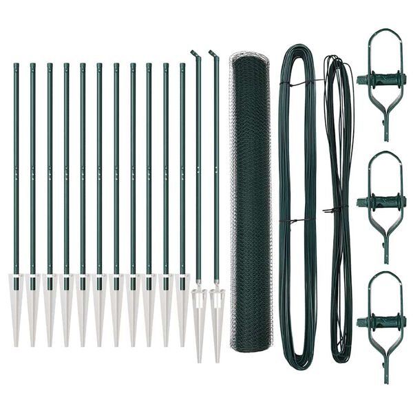 vidaXL Žoga āķis Zaļa 25 x 1,4 m (25 mm siets) Tērauds un PVC