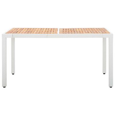 Dārza galds, balts, 150x90x75 cm, PE rotangpalma un akācija