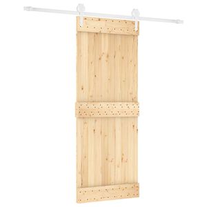 vidaXL Slīdo&scaron;ās durvis 80 x 210 cm Cieta priedes koks (neapstrādāts)