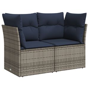 vidaXL | Dārza dīvāns | ar spilvenu Pelēka 124 x 62 x 69 cm poliratāns