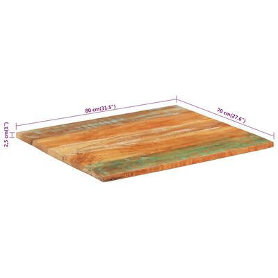 vidaXL galda virsma, taisnstūra, 70x80 cm, 25-27 mm, pārstrādāts koks