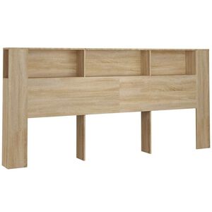 vidaXL gultas galvgalis ar plauktu, ozolkoka krāsa, 220x18,5x104,5 cm