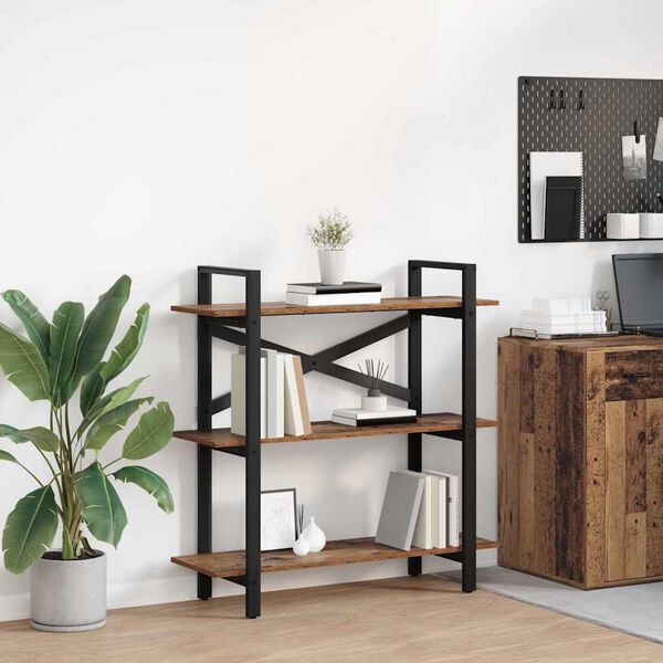 vidaXL Grāmatu plaukts Vecs koks 100 x 33,5 x 102 cm Inženierijas koks