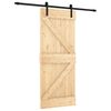 vidaXL Slīdo&scaron;ās durvis Dabiska un melna 85 x 210 cm Cieta priedes koks