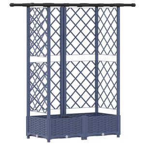 vidaXL Pacelta gulta ar treliem un jumtu Pelēka 124 x 40 x 121 cm PP