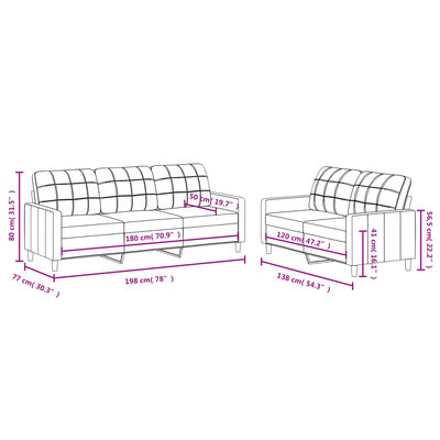 vidaXL divdaļīgs dīvānu komplekts ar spilveniem, brūns audums