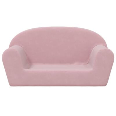 vidaXL divvietīgs bērnu dīvāns, rozā, mīksts plīšs
