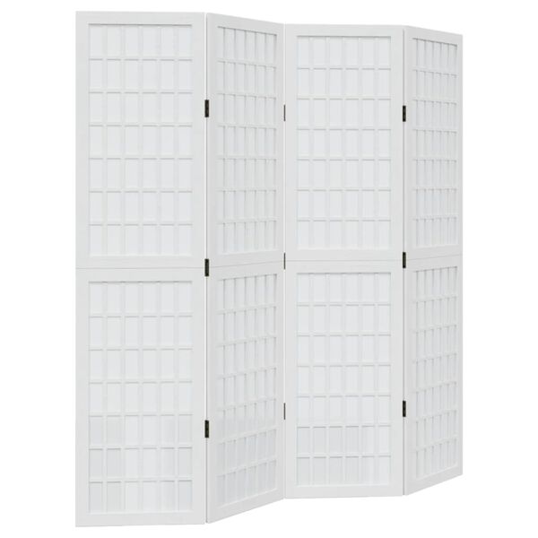 vidaXL 4-paneļu istabas aizslietnis, balts, paulonijas masīvkoks