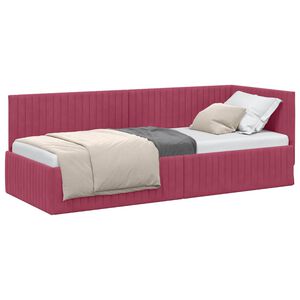 vidaXL Stūra gultas rāmis Vīna sarkans 80 x 200 cm Samts