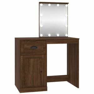 vidaXL spoguļgaldiņa komplekts, LED, 90x50x132,5 cm, inženierijas koks
