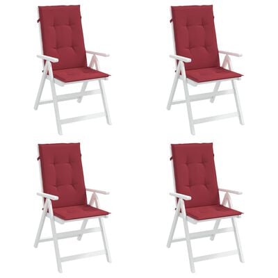vidaXL dārza krēslu spilveni, 4 gab., vīnsarkani, 120x50x3 cm, audums