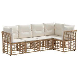 vidaXL Āra dīvānu komplekts ar spilvenu 5 pcs Dabiska Poliesters