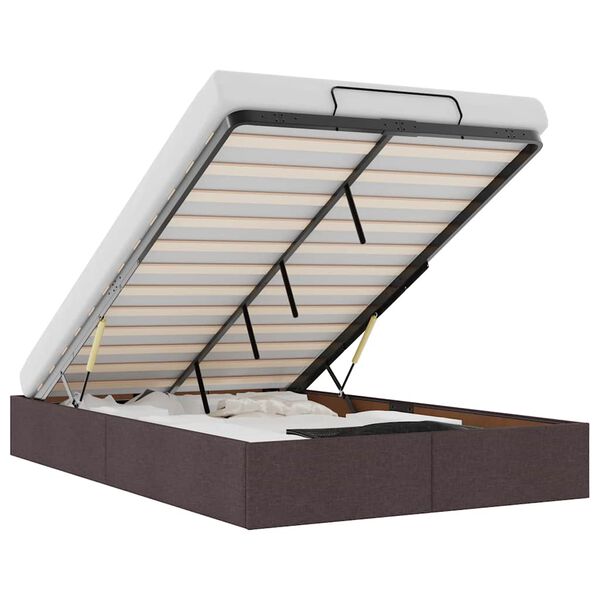 vidaXL Osmaņu gultas rāmis bez matrača tum&scaron;i pelēks 120x200 cm audums