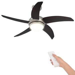 vidaXL Griestu ventilators ar gaismu un tālvadību &Oslash; 110 cm Tum&scaron;i brūna