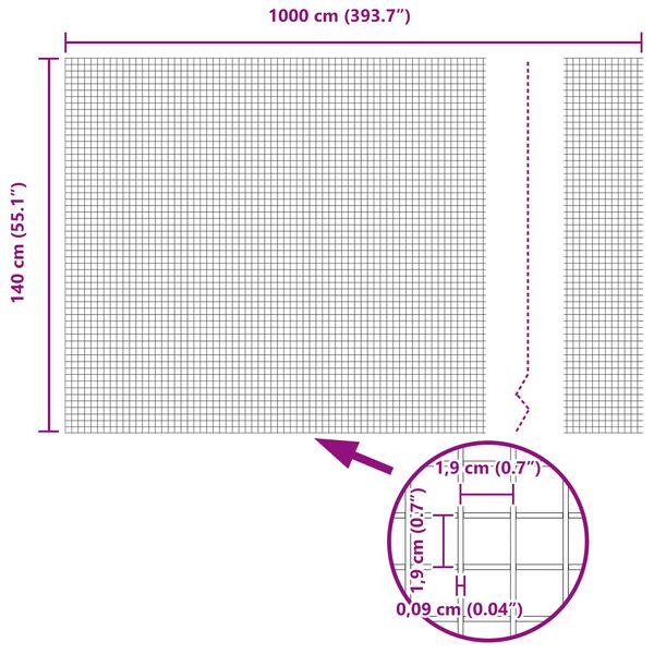vidaXL Metinātās stieples žogs Zaļa 1.4 x 10 m