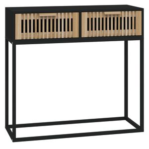 vidaXL konsoles galdiņ&scaron;, melns, 80x30x75 cm, inženierijas koks, dzelzs