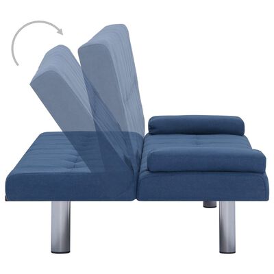 vidaXL izvelkams dīvāns ar 2 spilveniem, zils poliesters