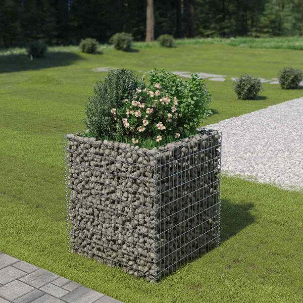 vidaXL gabions, augstā puķu kaste, cinkots tērauds, 90x90x100 cm