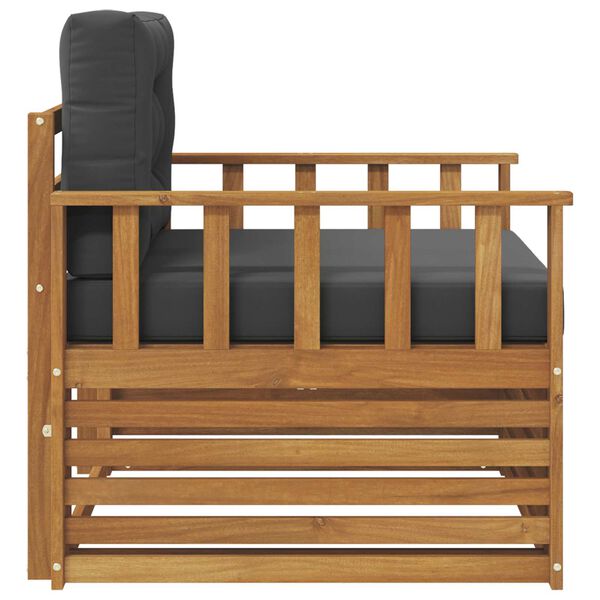 vidaXL Āra dīvānu komplekts Cieta akācijas koks un poliesters Dabiska