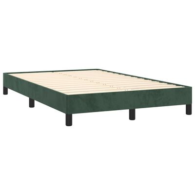 vidaXL atsperu gulta ar matraci, LED, tumši zaļš samts, 120x190 cm